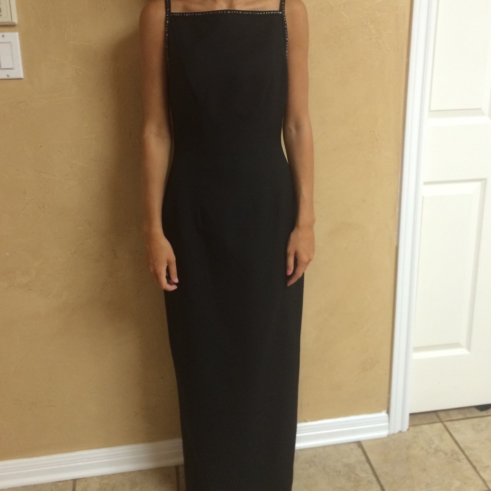 Black Square-Neck Evening Dress